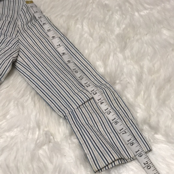 BCBG MAXAZRIA SEERSUCKER BLUE STRIPED BLAZER - Picture 7 of 12